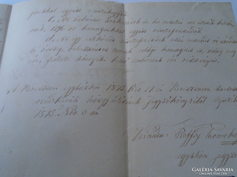 ZA466.20 Unitárius Egyház - Jegyzőkönyv  -1875- Székelykeresztúr -Raffay Domokos
