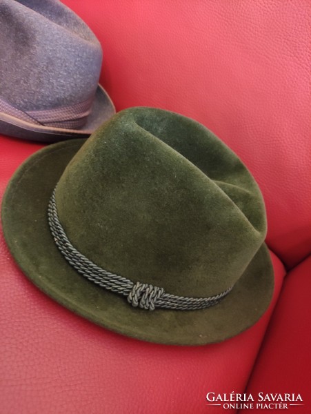 Nice condition corded olive green men's rabbit fur hunting hat fashion hall hat shop 1950s