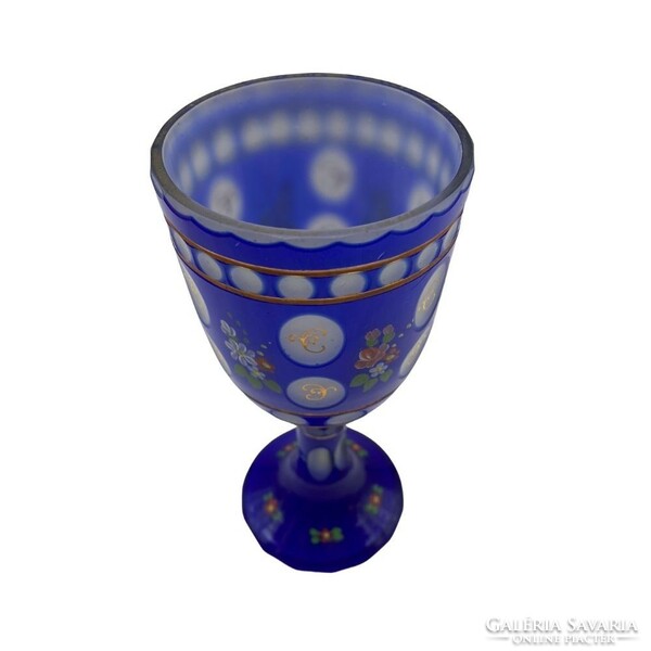 Czech commemorative cup with blue floral decoration m01295
