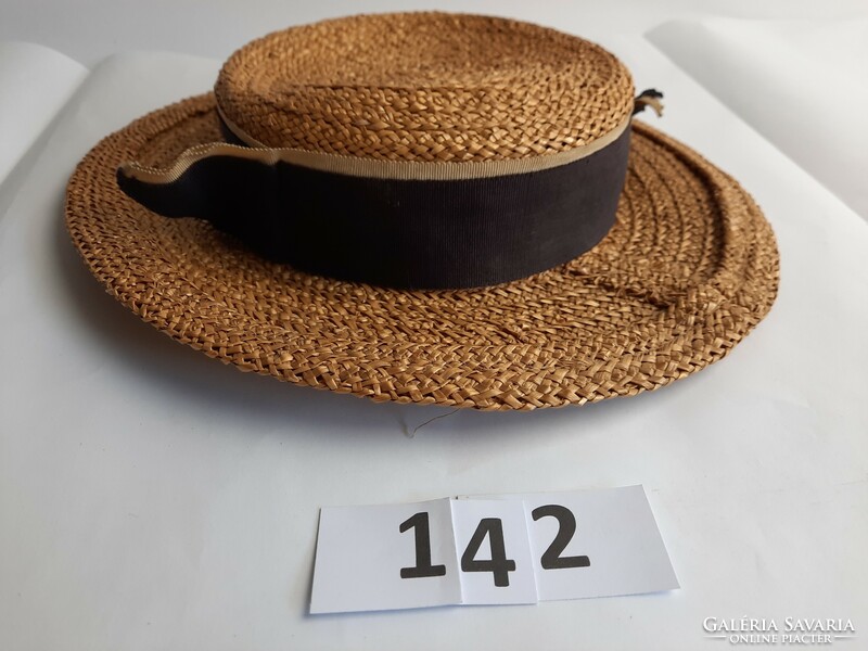 Antik girardi szalma kalap, Heller Frigyestől , nagyon régi női szalmakalap különlegesség
