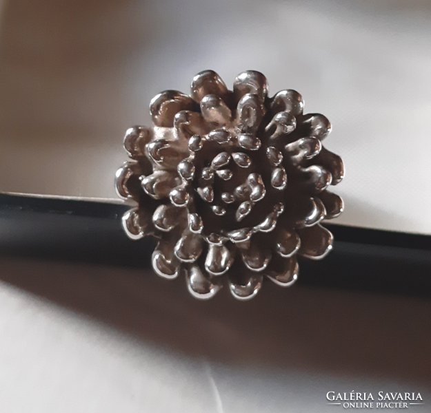 Nagy virág fejes 925 jelzett ezüst gyűrű  17mm belső átmérő