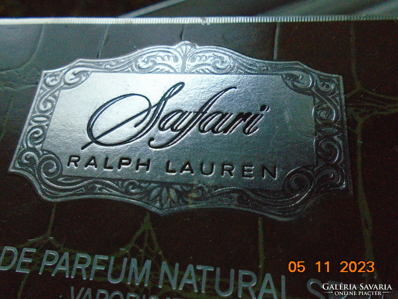1980 Ralph Lauren Safari Rosette Perfume Bottle with Silver Plated Embossed Cap with Faux Tortoise Shell