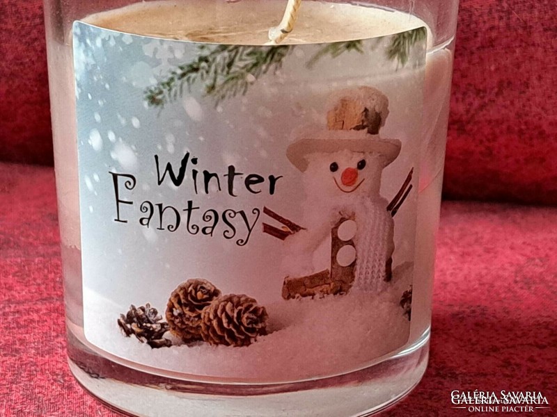 Christmas-scented candle in a glass glass (with snowman)