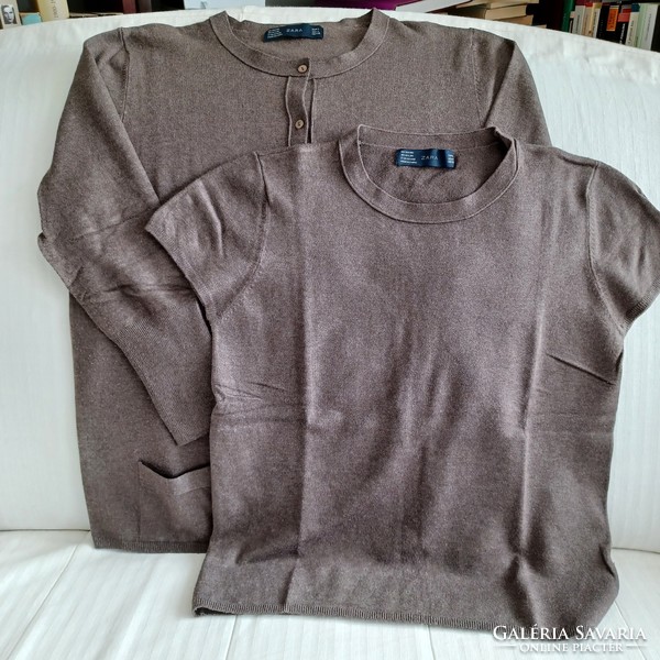 2-piece set: short-sleeved hazel sweater with matching cardigan. Size L, brand zara