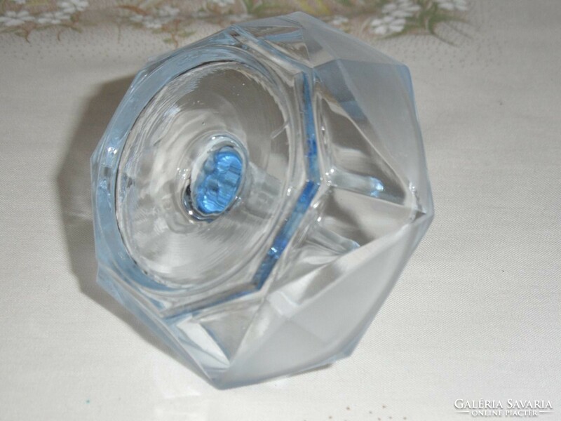 Kék üveg gyűrűtartó, ékszertartó