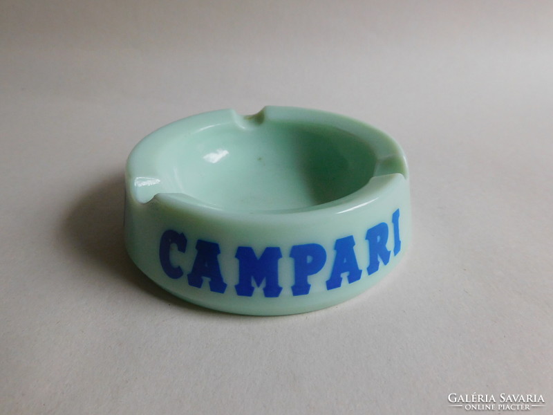 Campari jádeszínű francia tejüveg hamutál - Opalex, France