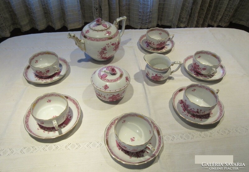 Herend 6-person Indian basket purple tea set