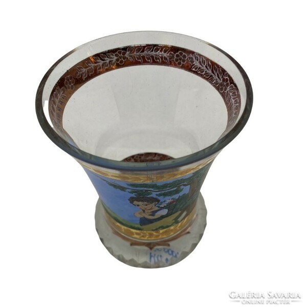 Hand-painted stemmed glass m01290