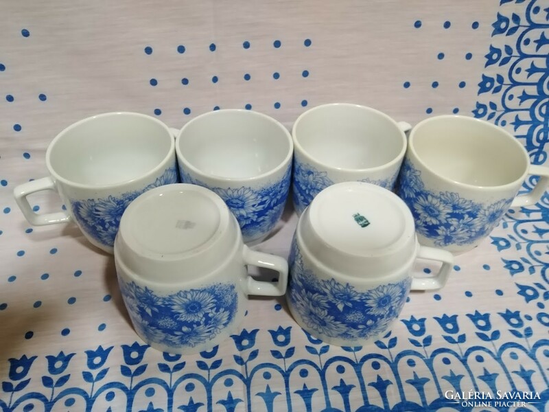 Zsolnay mugs with blue floral skirt 6 pcs