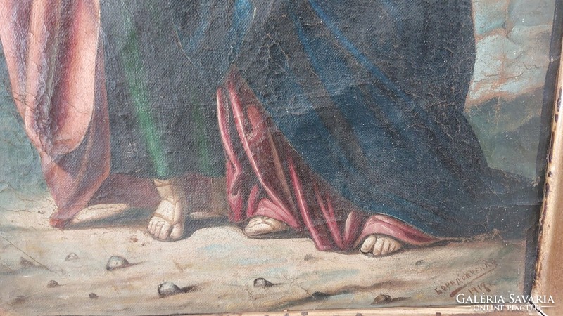 (K) Egyházi témájú festmény 52x78 cm kerettel