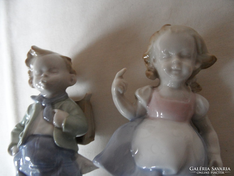 Old German porcelain figurine pair (2 pcs. School children)