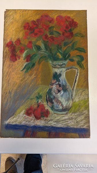 Floral still life with anklets pastels