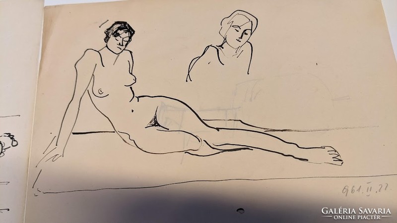 Nude studies (4 pieces) ink drawing