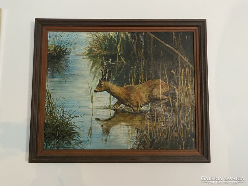 Hunter painting - deer in the reeds - a beautiful Christmas gift
