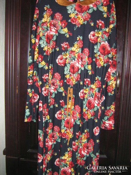 Csodaszép női vintage angol rózsás nagyméretű jersey ruha