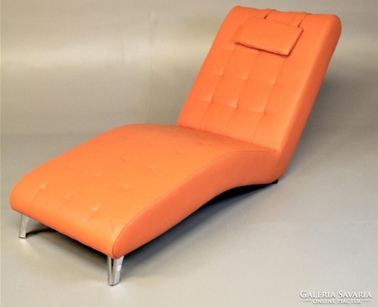Orange artificial leather reclining armchair/lounge chair