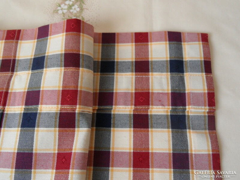 Checkered stained glass curtain, tablecloth (2 pcs., 63 cm x 100 cm)