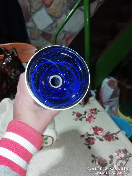 Régi üveg váza kék a képeken látható állapotban