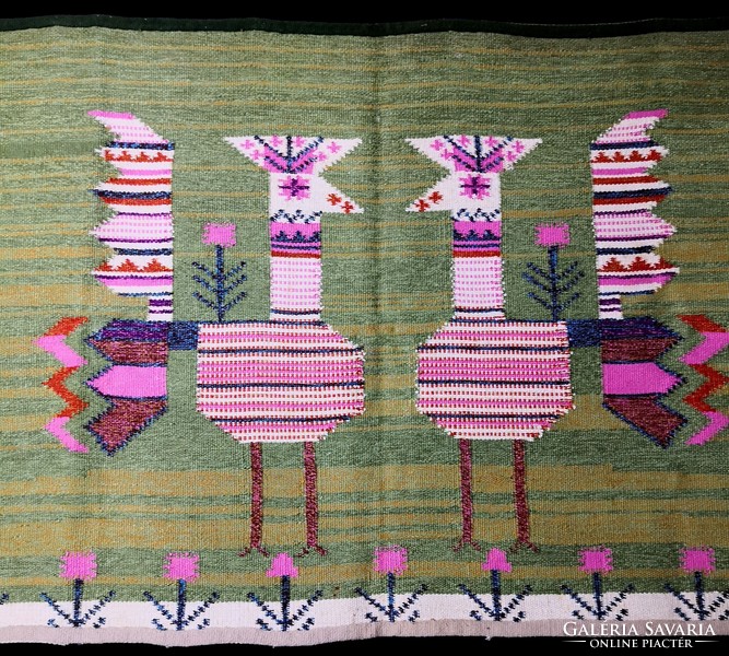 Sz/08 - textile artist éva németh - woven tapestry with peacock motif /86x155 cm/