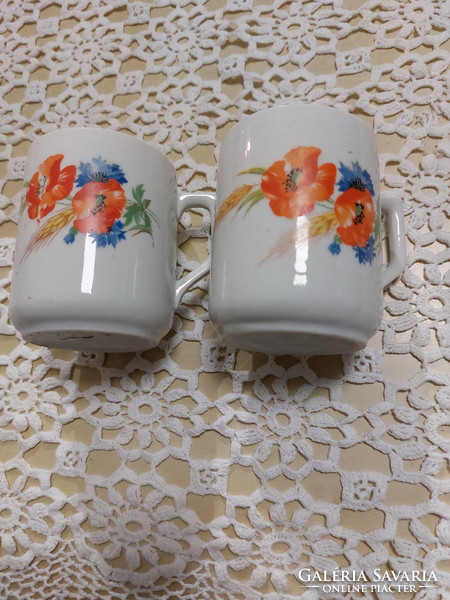 Zsolnay pipacsos-búzavirágos porcelán bögrék
