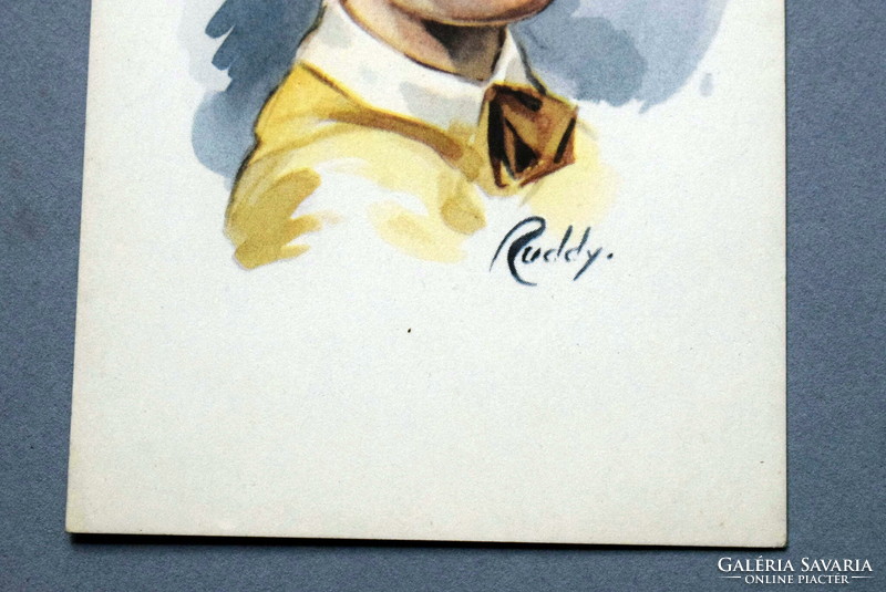 Old graphic postcard portrait of a little boy