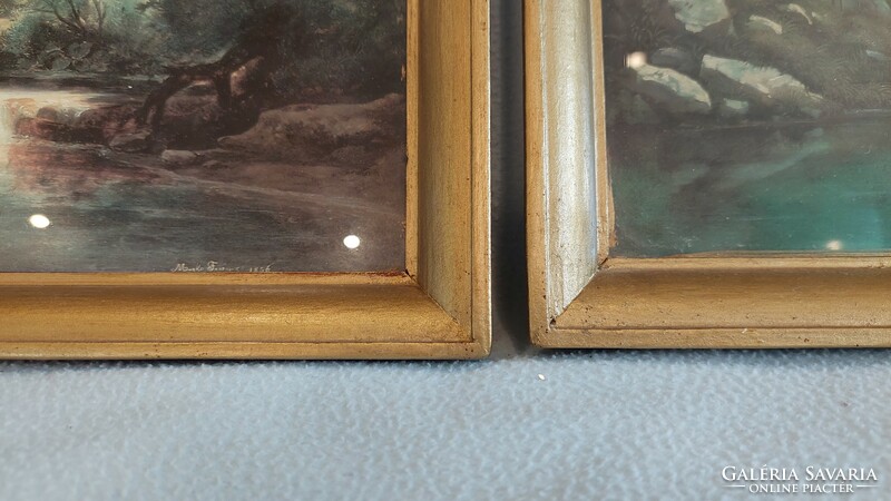Üvegezett arany-fa képkeret pár, belső méret 26.5x36.5 cm