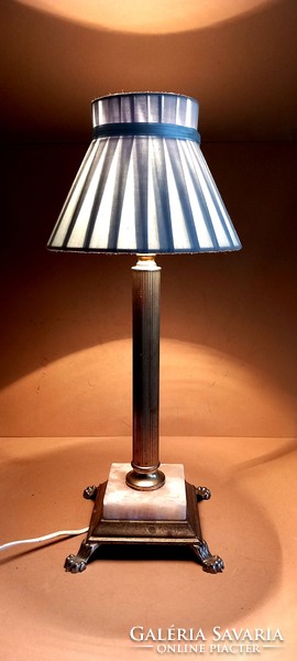 Empire réz- alabastrom asztali lámpa ALKUDHATÓ antik
