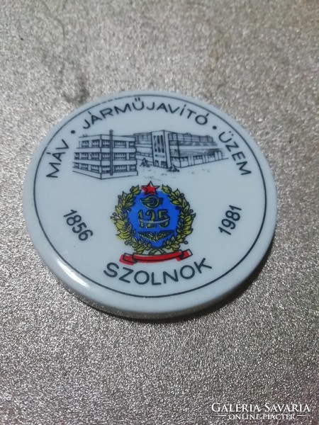 MÁV Járműjavító üzem Szolnok Hollóházi porcelán plakett