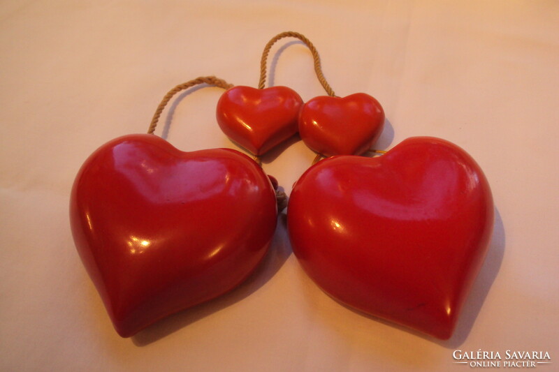 Double double, can be hung on the wall, red ceramic heart....Small flowers can be placed inside....Together ea.
