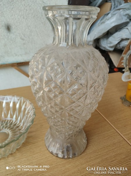 Huge crystal vase & bowl