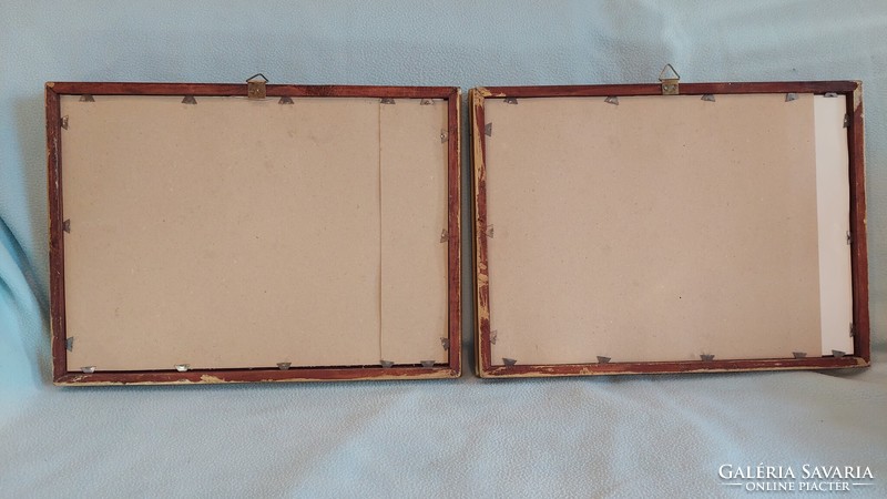 Üvegezett arany-fa képkeret pár, belső méret 26.5x36.5 cm