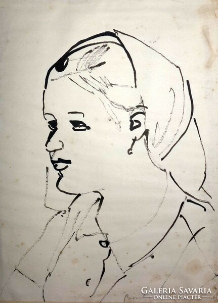 Mária Barta: village street, 1940 + 5 drawings
