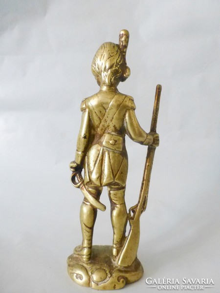 Antique solid bronze statue of Napoleonic Guardsman, old guard grenadier, 