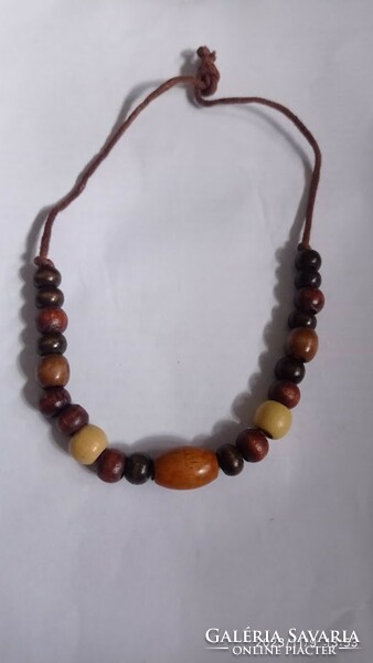 Unisex brown wooden necklace, short simple mistletoe jewelry