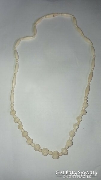 Old white bone necklace, elegant vintage women's jewelry
