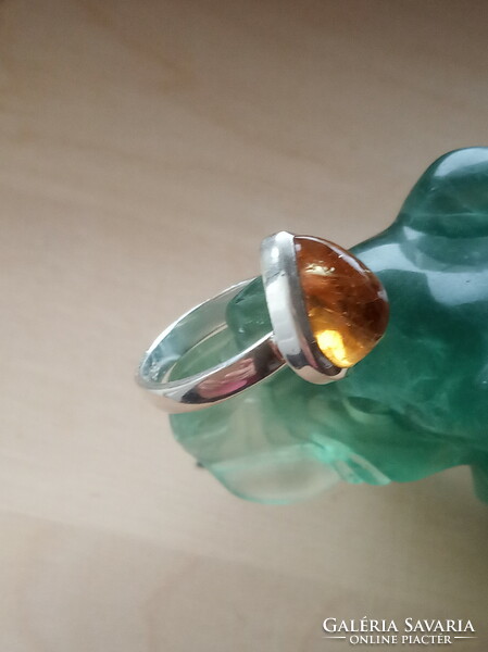 Citrine 925 sterling silver ring size 57