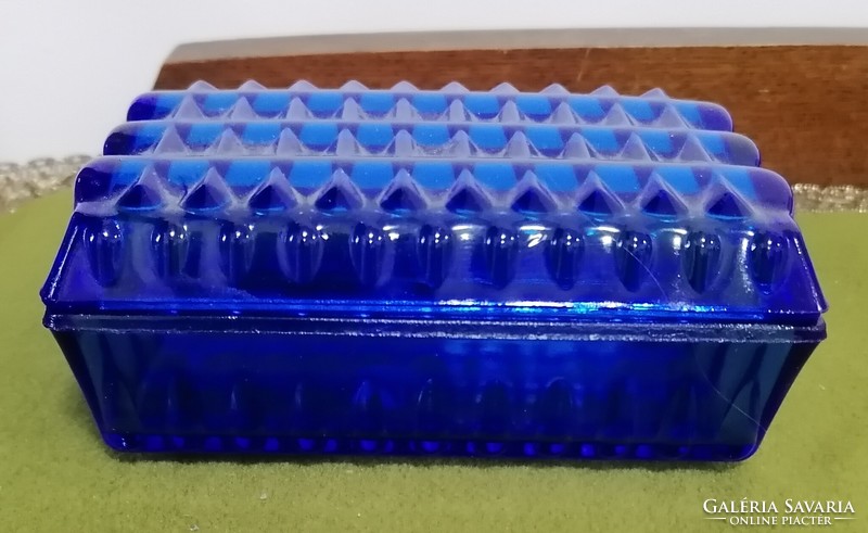 Butter container, beautiful blue glass