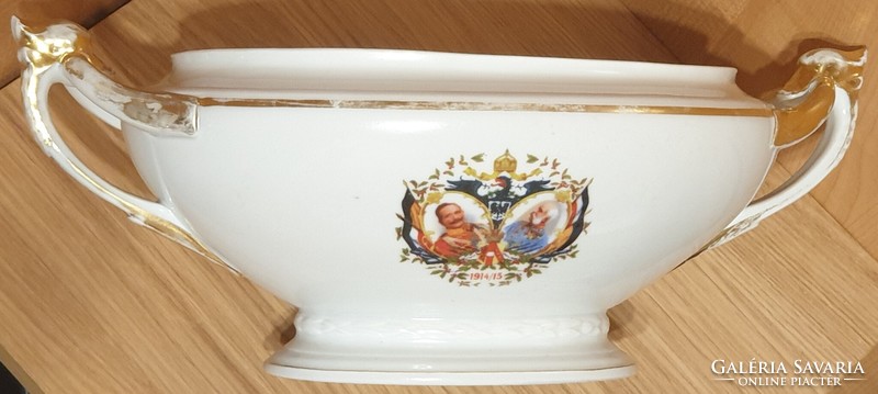 1.világháborús porcelán levesestál - Ferenc József, II. Vilmos