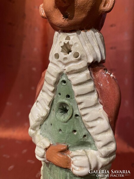 Király palkó - Hungarian, Engób ceramic statue with candle holder functions