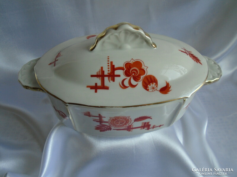 Antique German porcelain container with lid, centerpiece, serving tray, candy holder.
