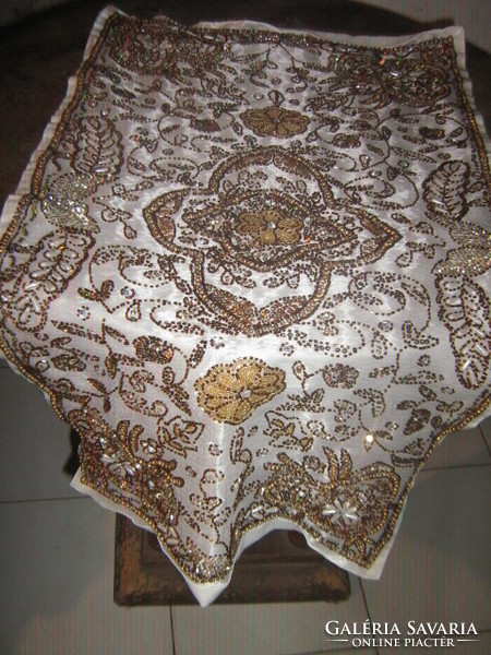 Beautiful floral tablecloth with beautiful pearl embroidery