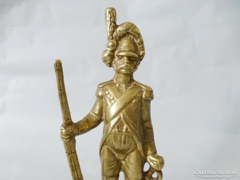Antique solid bronze statue of Napoleonic Guardsman, old guard grenadier, 
