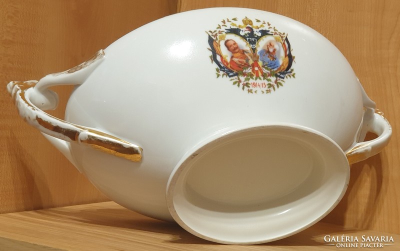 1.világháborús porcelán levesestál - Ferenc József, II. Vilmos