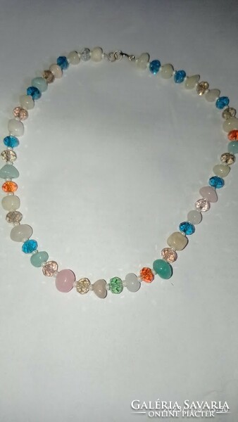 Colored berry glass - mineral necklace, elegant casual women's jewelry
