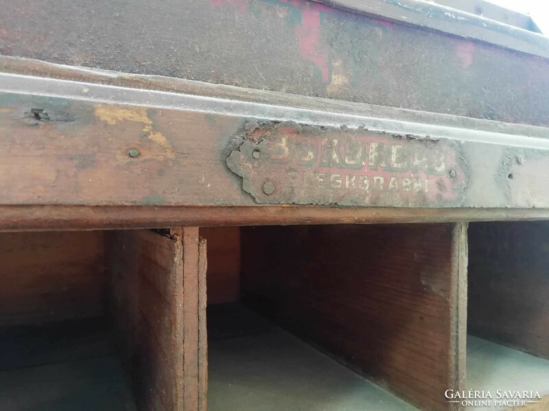 Mauthner ödön type seed storage compartment in the grocery store, wooden renovated piece, for collectors