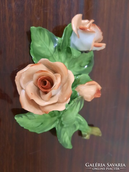 Herendi porcelán rózsacsokor, rózsa falidísz 1. Oszt.