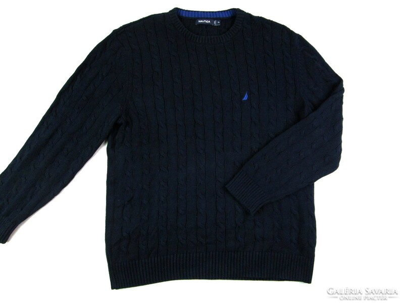 Original nautica (xl) elegant men's night dark blue twisted pattern sweater