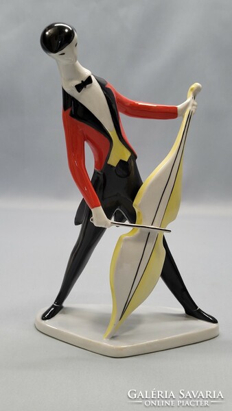 A cello figurine designed by the modern Turkish János Zsolnay