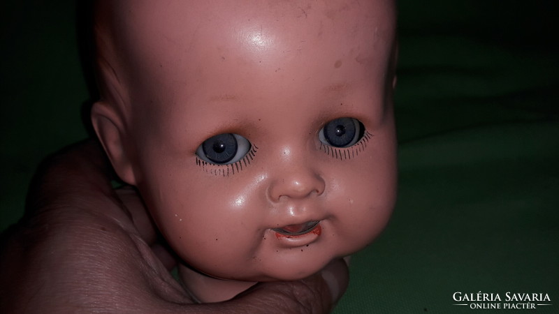 Antique serial number marked German porcelain toy doll head with weighted glass eyes 14 cm as shown in the pictures