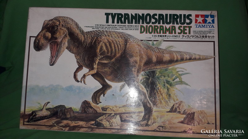 Retro TAMIYA T-REX dinószaurusz DIORÁMA 1:35 méretarányú festhető ragasztható makett a képek szerint